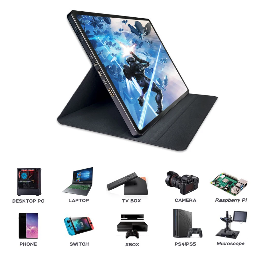 Wisecoco Monitor portabel OLED 2K 2368x1728, Monitor tampilan game layar sentuh 11 inci untuk PC Laptop Mac Phone Switch PS4 Xbox