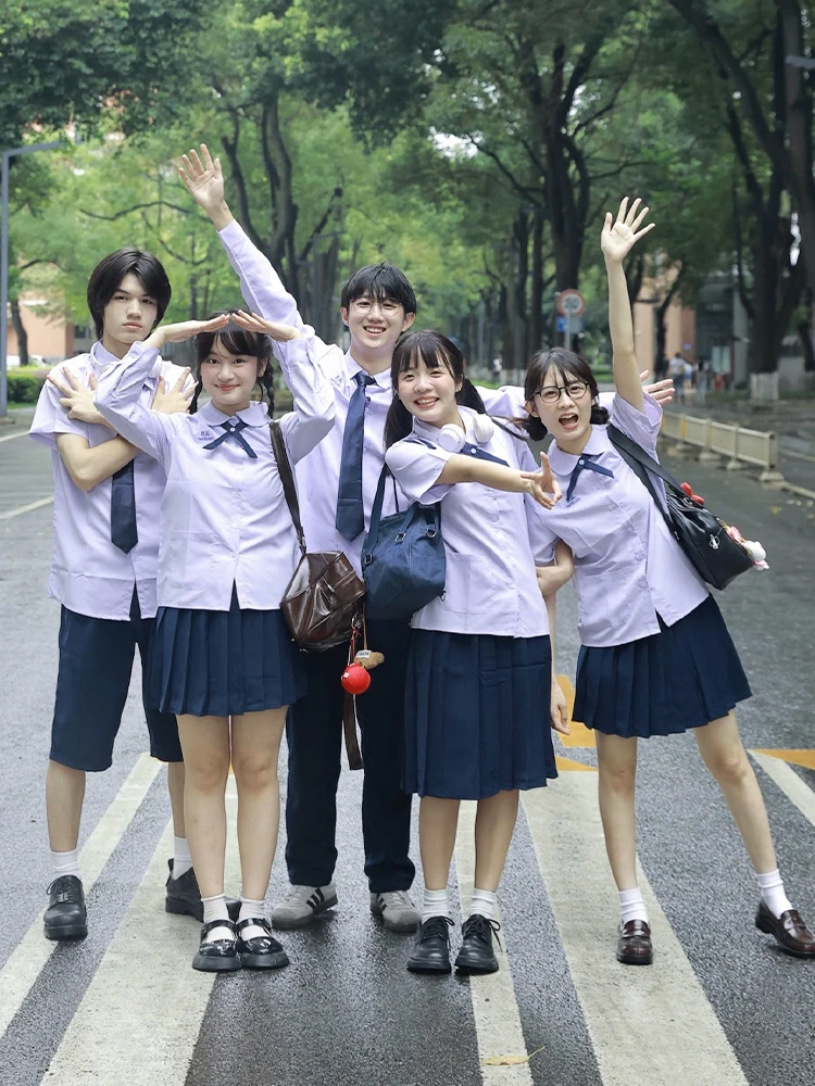 

Thai Sle ort Sve irt aduation Fem Set Summer Loose Fit Sweet Sle Pure Color round Neline Jk orm School ...