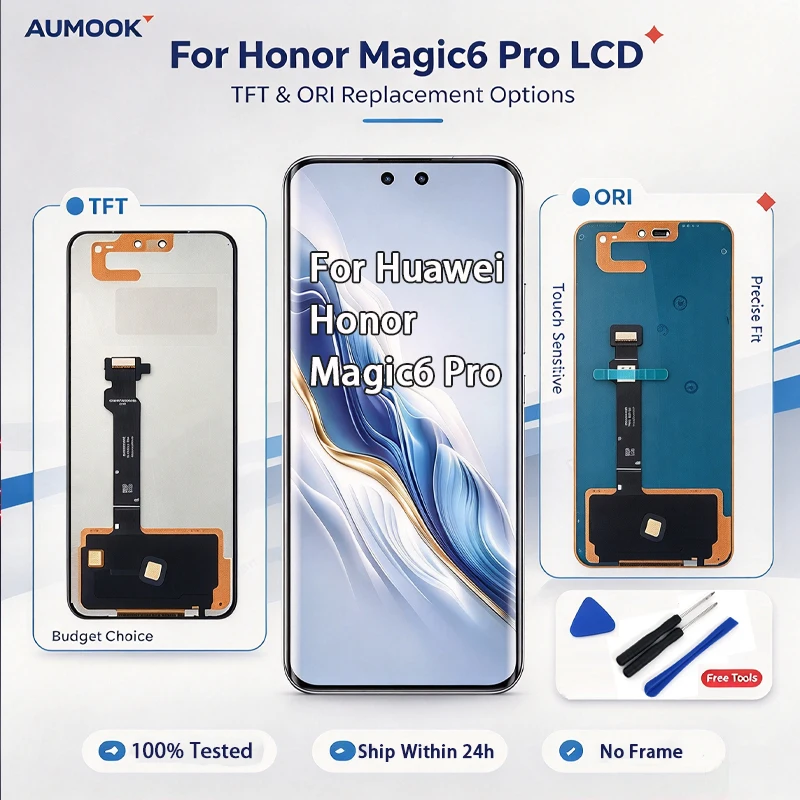 For Huawei Honor Magic6 Pro New Tested OLED LCD Touch Screen Display Assembly Replacement Repair Phone Spare Parts BVL-AN16 N49