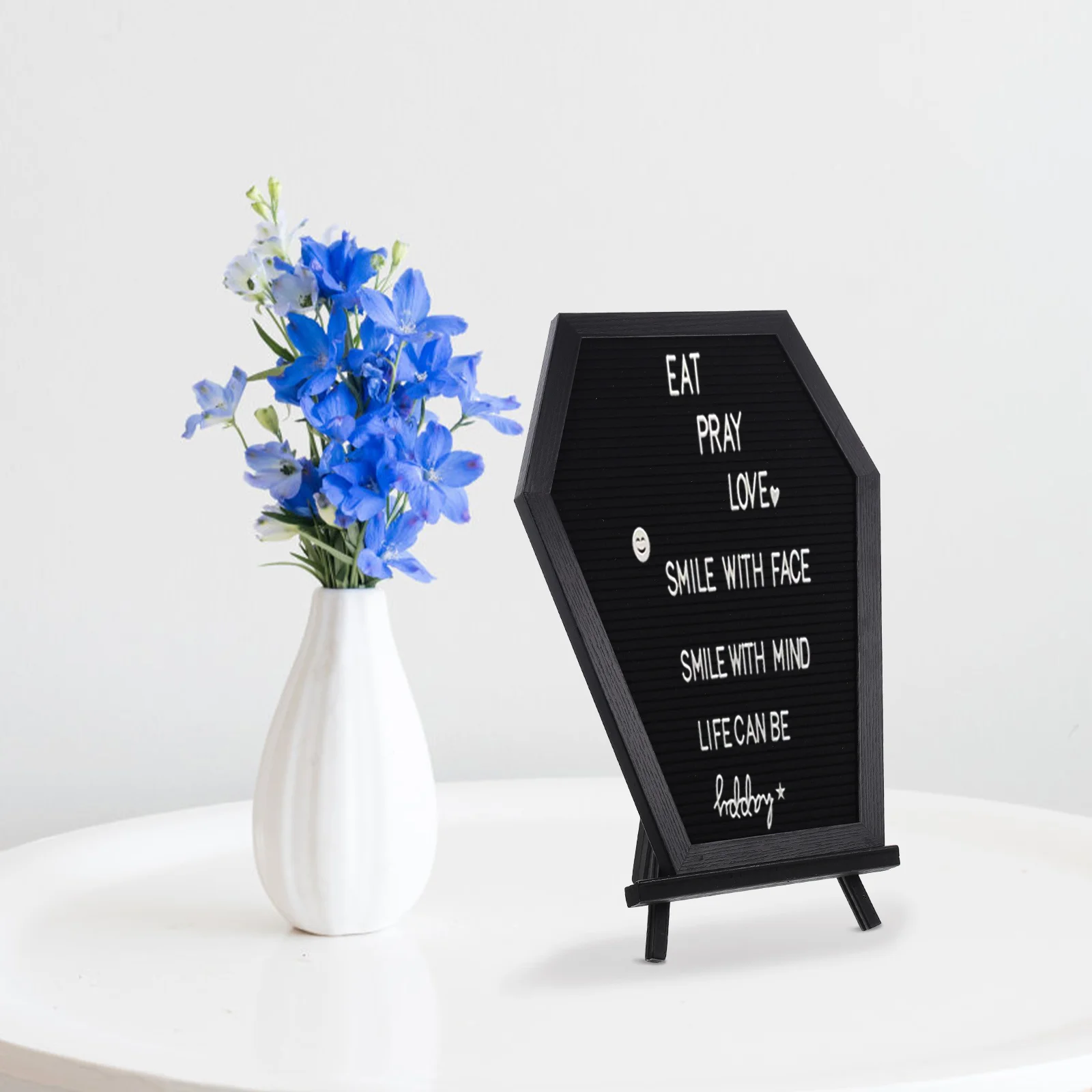 Coffin Letter Board Figurine Wood Tripod Felt Cloth Wood Gothic Decor Halloween Party Chalkboard Signs 40.2x28.5cm