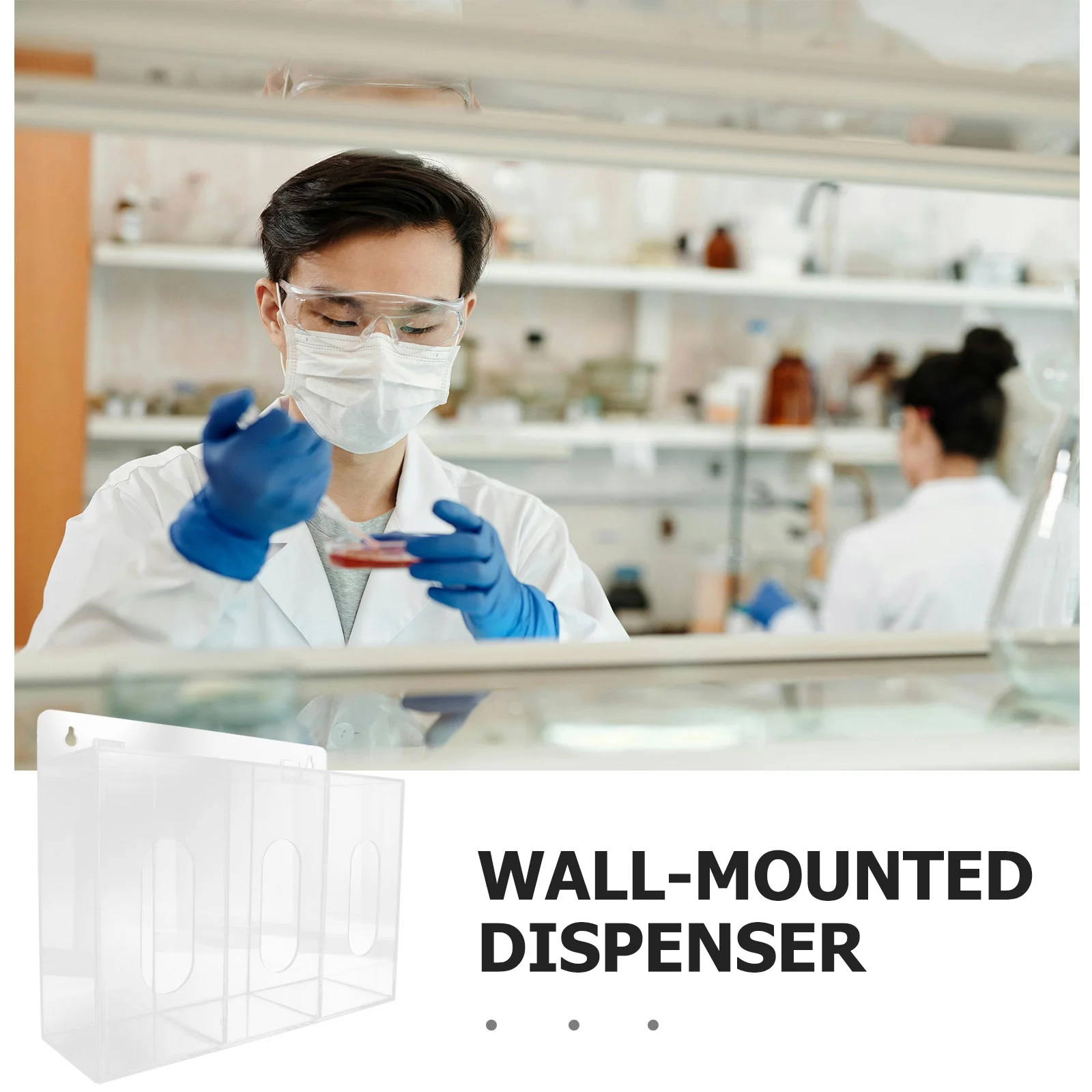 Mask Dispenser Acrylic Glove Holder Mask Storage Box Wall Mounted Gloves Dispenser Box (3-grid Compartment)