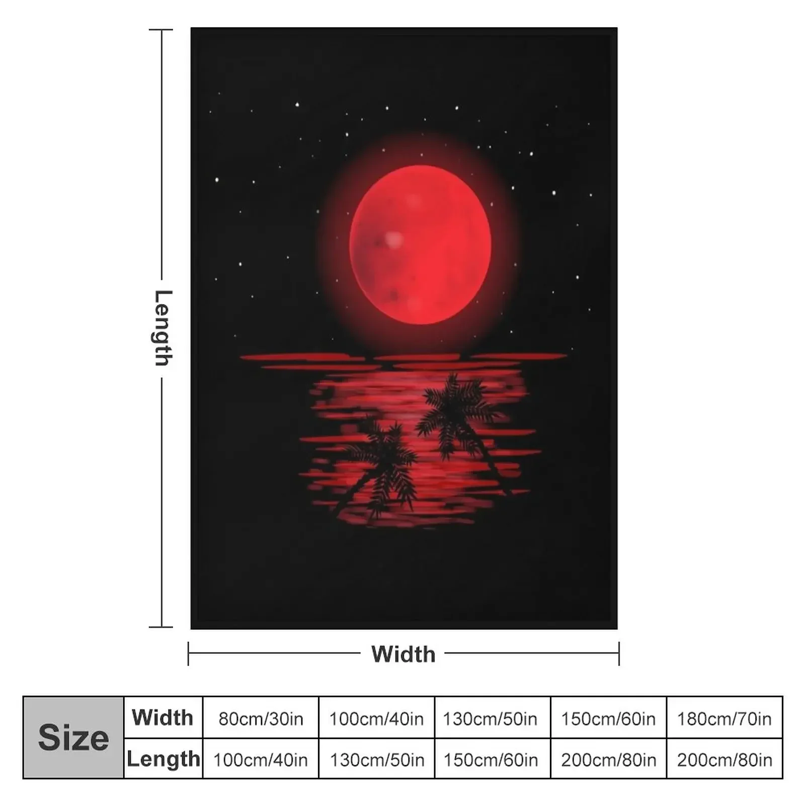 Blood moon lunar eclipse in night sky . beach night red moon Throw Blanket warm for winter for sofa Single Blankets