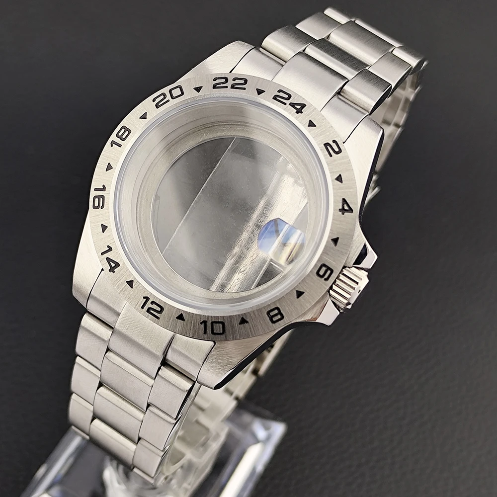 

Silver NH34 case 39.5mm stainless steel watch FIT NH34 NH35 movement case sapphire glass case 28.5 dial 20mm strap NH34 Hands