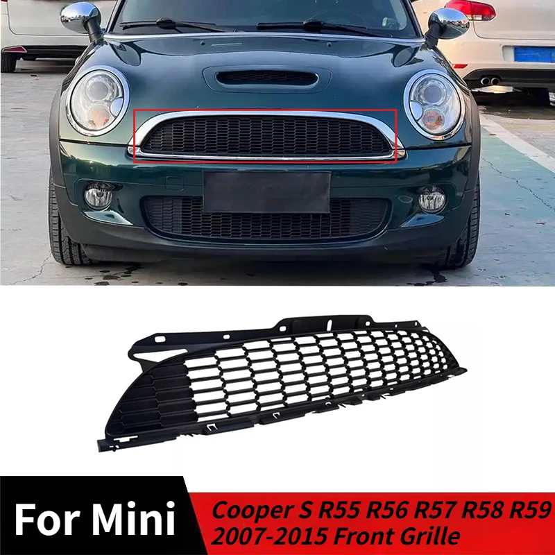 

For BMW Mini Cooper S R55 R56 R57 R58 R59 2007-2015 Front Grille Car Upper Bumper Intake Hood Cover Grill Black Trim