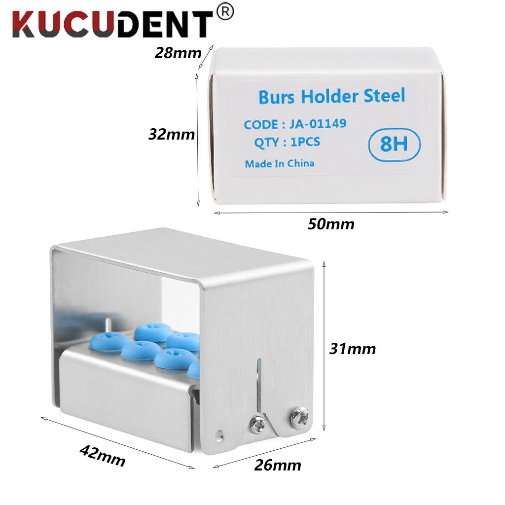 8 Holes Dental Burs Holder Implant Drills Disinfection Storage Box Aluminium Bur Disinfection Case Autoclavable fit FG/HP/RA