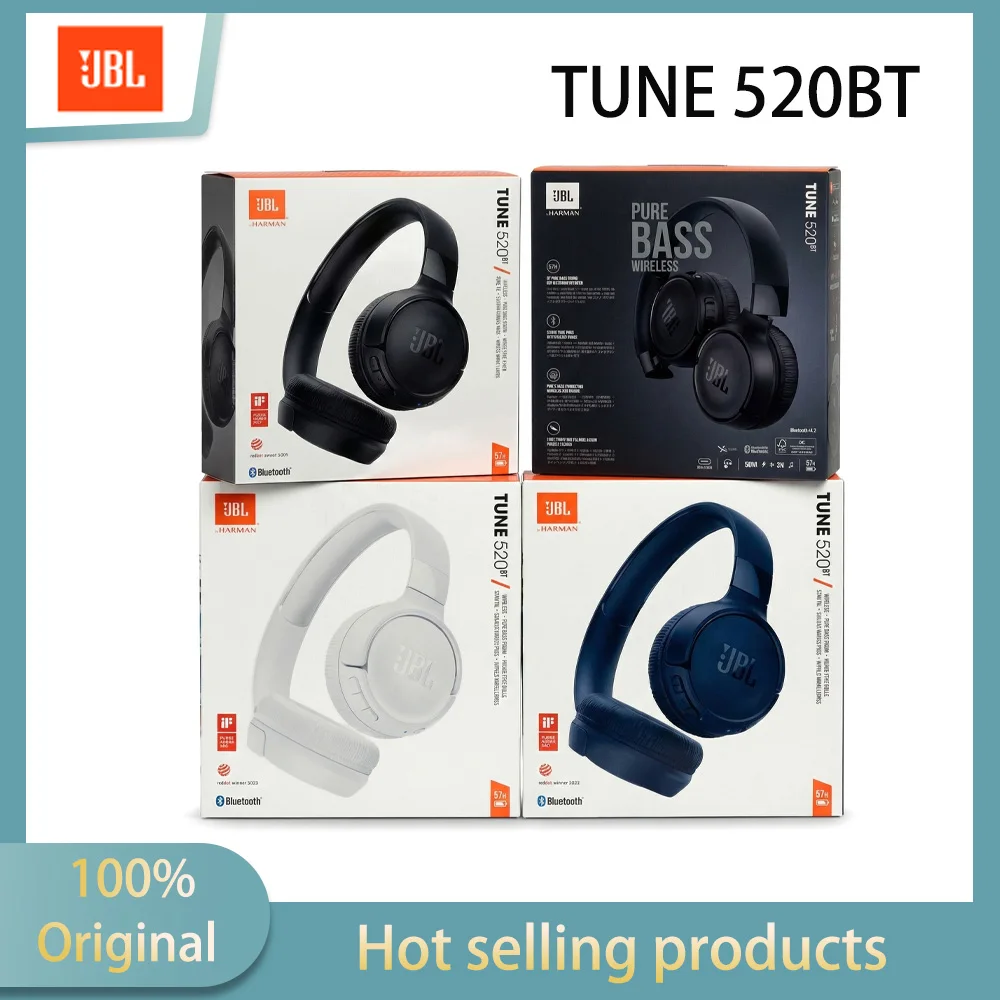 

JBL 100%Оригинальные беспроводные Bluetooth-наушники TUNE 520BT для мальчиков и девочек, музыкальные спортивные наушники с микрофоном