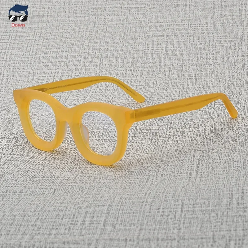 

High-quality Vintage Handmade Fashion Matte Acetate Circular Men Glasses Frame Eyeglasses Women Myopia Reading Optical Eyewear