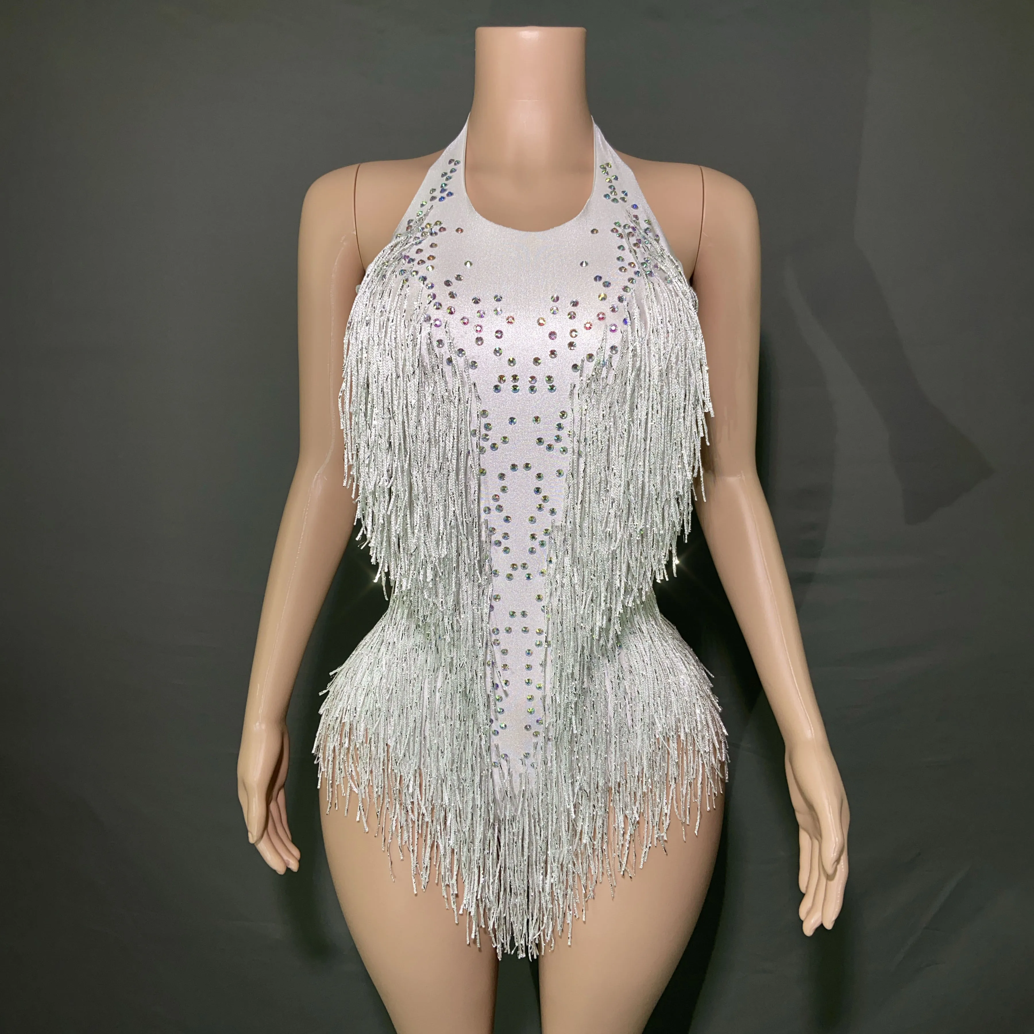 Lấp Lánh Tinh Thể Viền Bodysuit Nữ DJ Nhạc Jazz Khiêu Vũ Trang Phục Với Ren Diễn Sân Khấu Hộp Đêm Trình Diễn Trang Phục