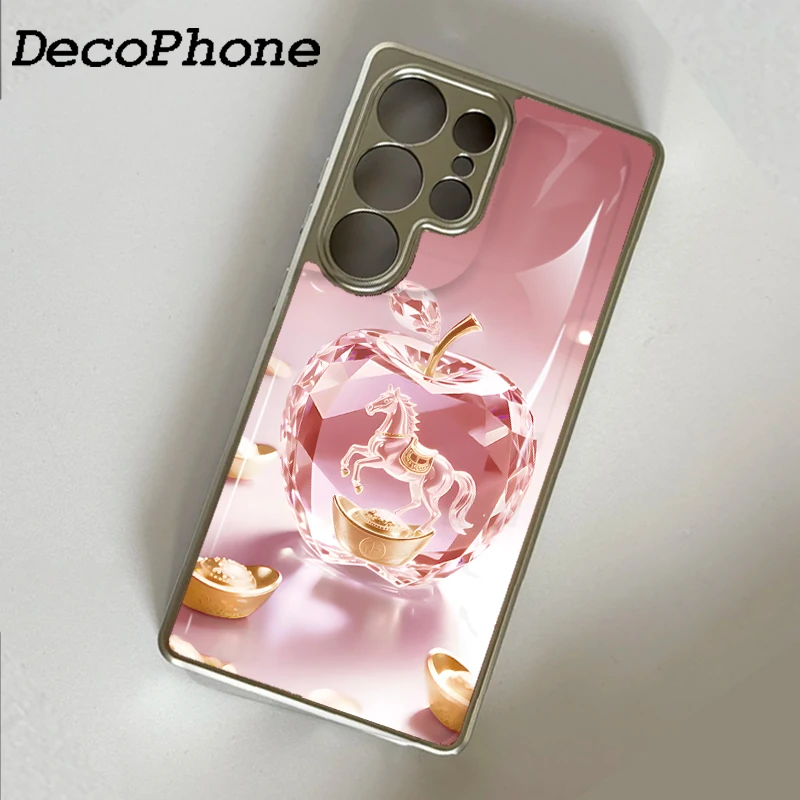 Pink horse crystal Epoxy Phone Case Anti-drop  FOR Samsung Galaxy 23/24/25/26 PLus FE ULTRA EDGE