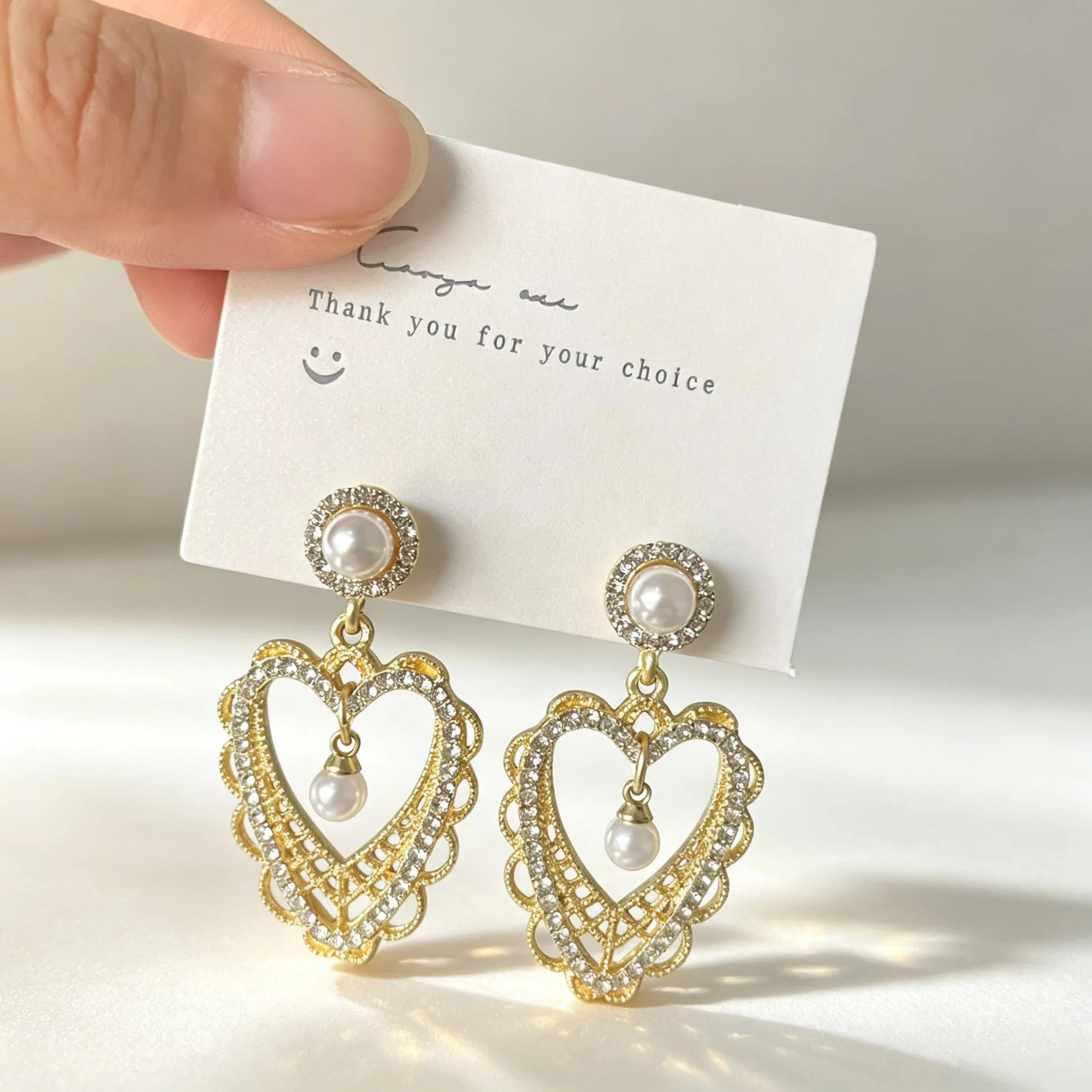 Ornate Rhinestone Heart Drop Earrings Faux Pearl Center Filigree Dangle Jewelry Elegant Romantic Wedding Prom Accessories