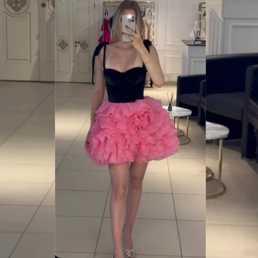 

Customized Pastrol Retro Organza Pleat A-line Sweetheart Mini Dresses Bespoke Occasion Modern Style Casual