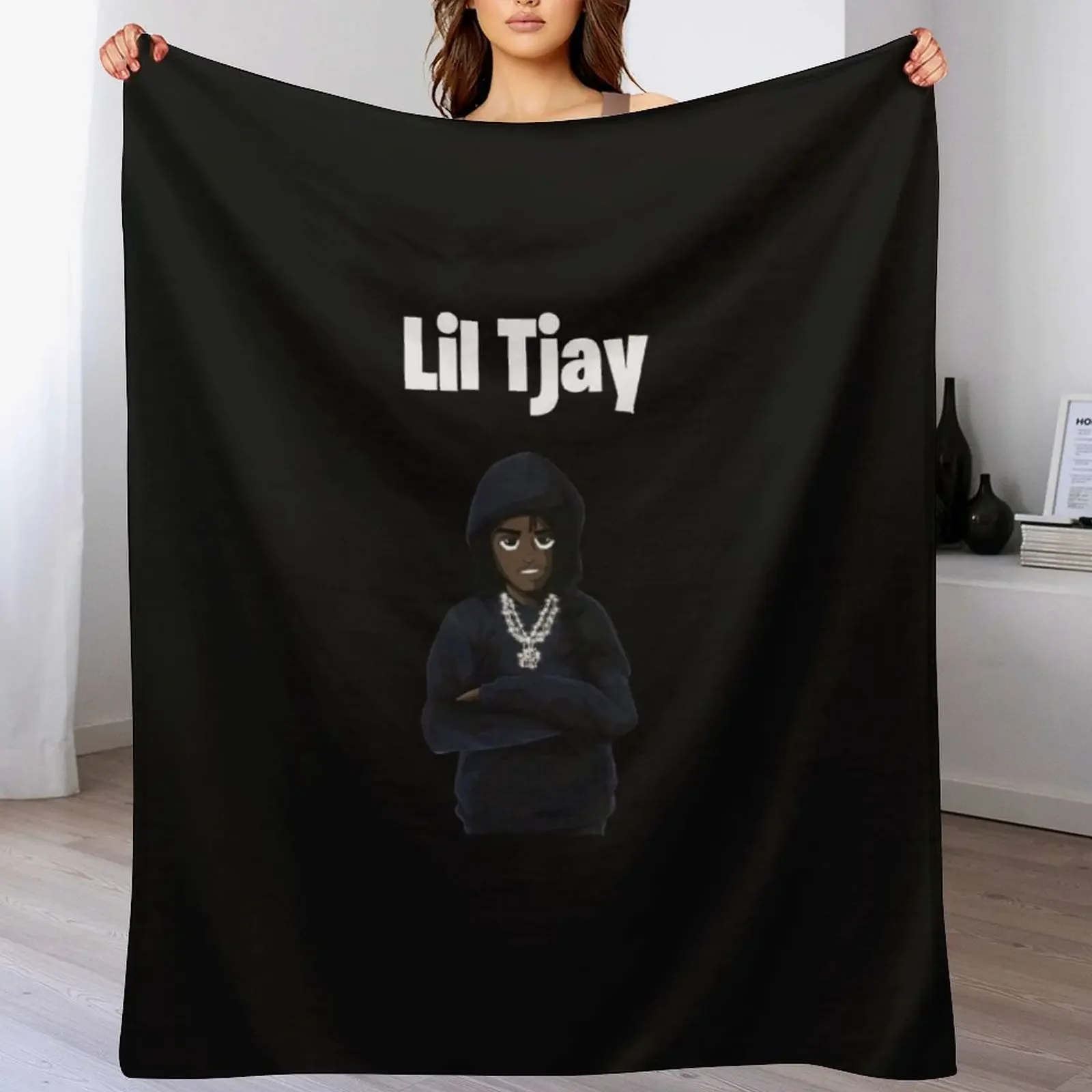 

Lil Tjay Cartoon Hoodie Throw Blanket Fashion Sofas Quilt Plush Tourist Blankets