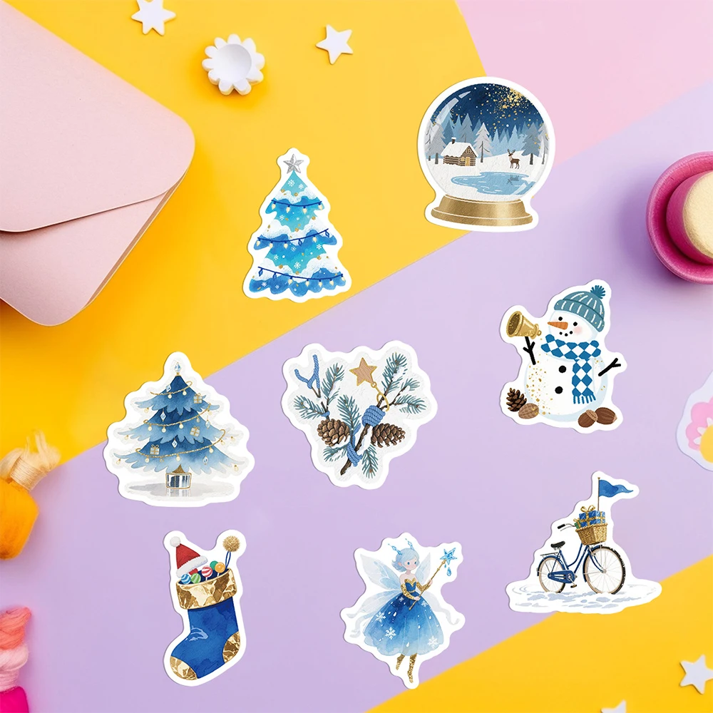 10/30/50 قطعة لطيف الجمالية الأزرق عيد الميلاد الكتابة على الجدران ملصقات الكرتون ثلج سانتا الشارات لأجهزة الكمبيوتر المحمول دفتر الغيتار ملصق اللعب #6