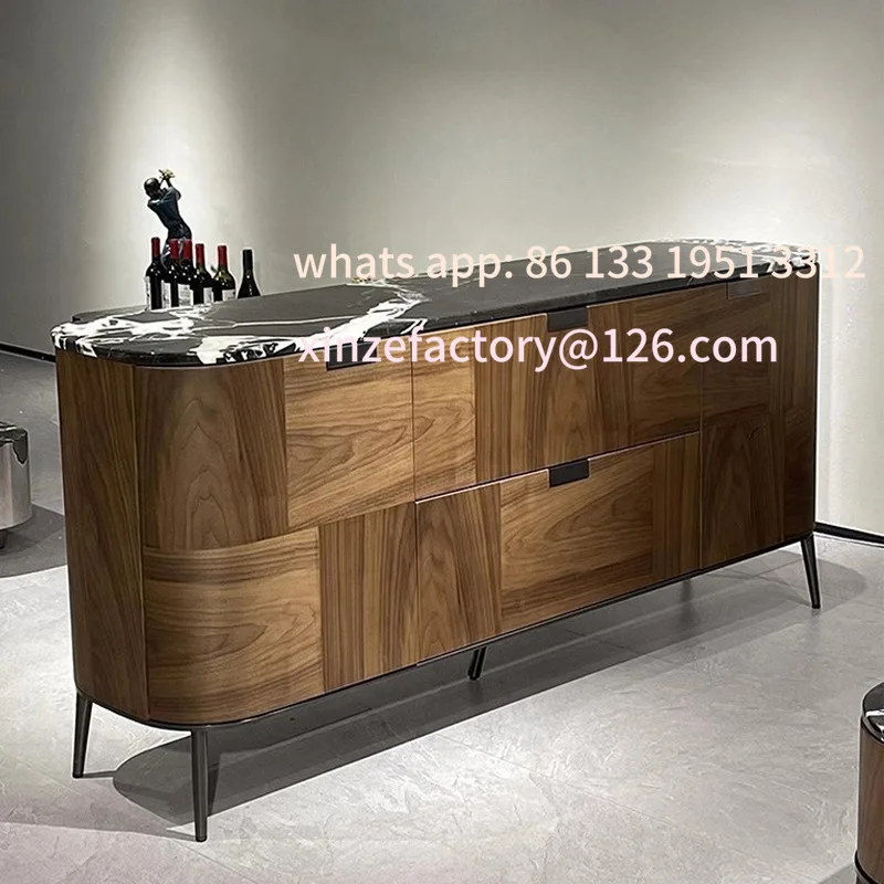 

Customizable walnut dining side cabinet Nordic Japanese living room light luxury solid wood wine cabinet simple modern storage