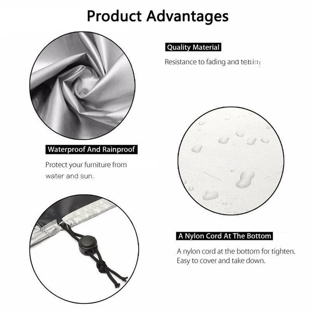 Waterproof For round Dining Table Cover 188cm Diameter for Outdoor Use 210D Oxford Fabric with Breathable Mesh Ventilation