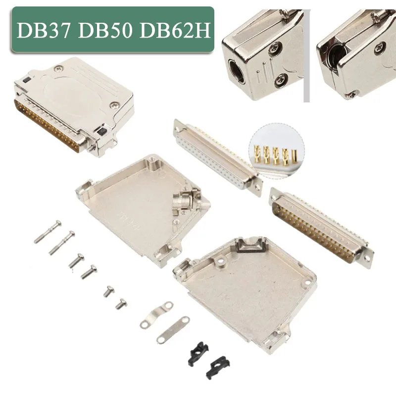 RS232 DB37 DB50 DB62H Soldering Serial Port Connector Metal D-SUB DB8W8 DB13W6 DB 21W4 DB 25W3 Plug Male Female Wiring Plug