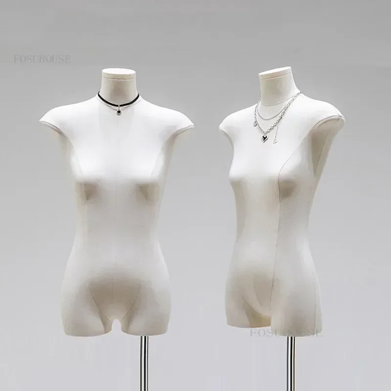 

Тонкие манекены с тканевым покрытием, женские, половинные, на металлической основе, для демонстрации свадебной одежды, для магазинов одежды, регулируемая подставка-модель