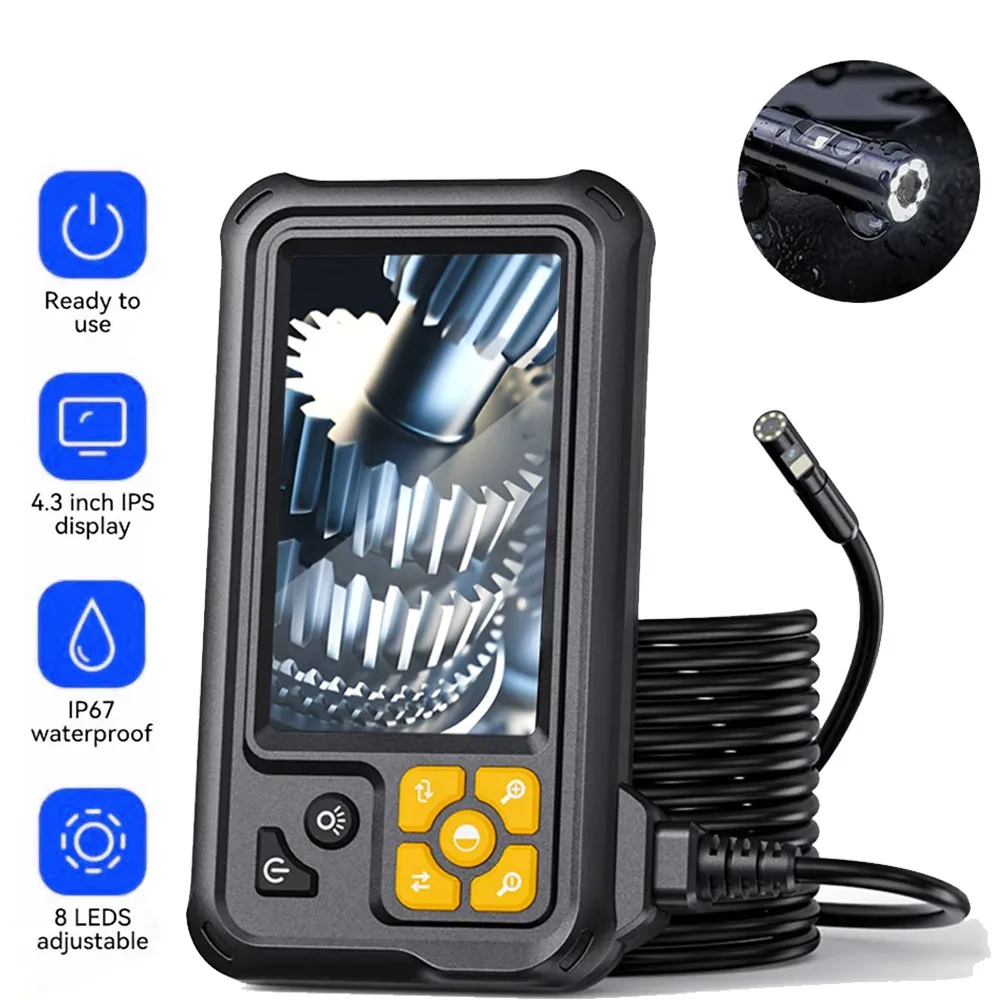 

1080P Industrial Endoscope Camera 4.3-inch Screen for Pipeline Inspection Vehicle Maintenance Single/Dual Lens Mini Cameras