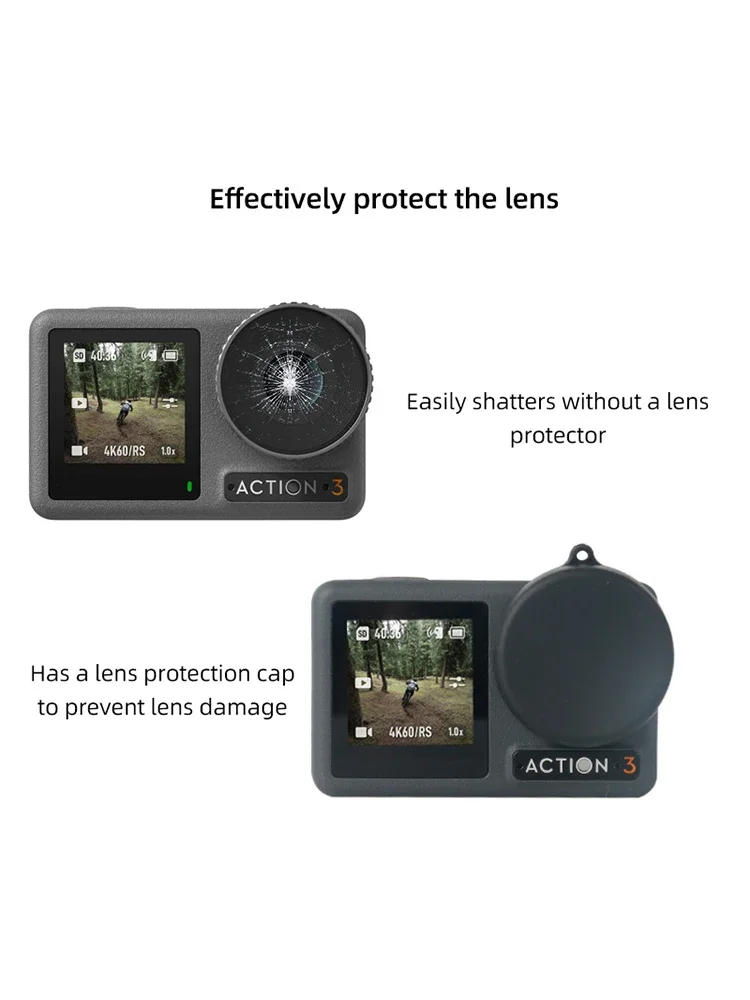 Screen Protector 9H Hardness Glass Anti-Scrach Silicone Lens Cap Cover for DJI OSMO Action 4 3 Action Camera Accessories