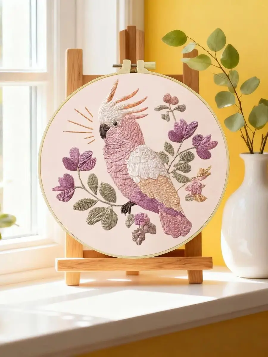1 Stück 20X20CM/15X15CM 7,87/6,3 Zoll Schönes Vogel-Stickerei-Starter-Kit DIY-Kit DIY-Stickerei-Set für Anfänger – Detail 6