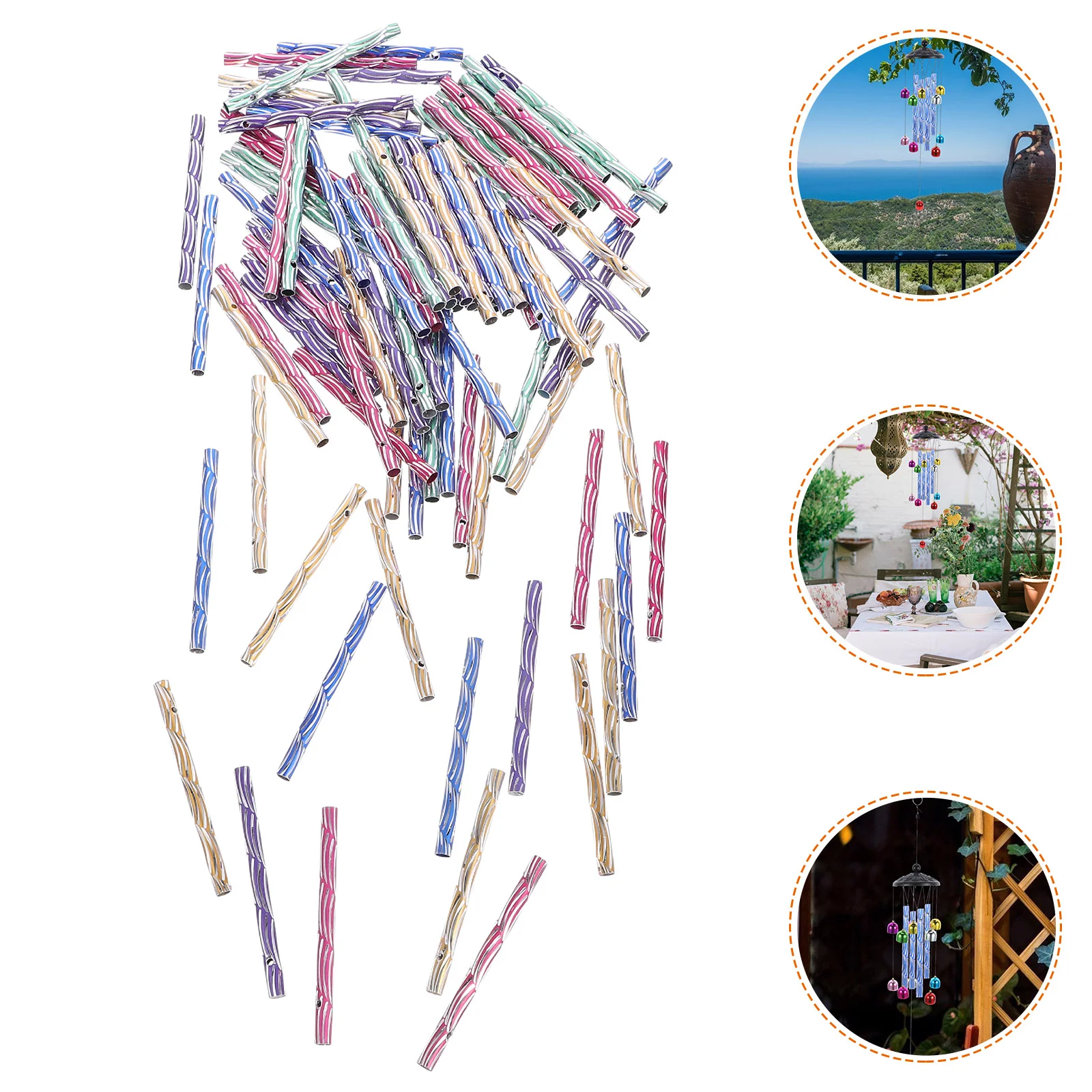 

100pcs Wind Tubes Metal Wind Chime Supplies Parts Pre drilled Hanging Accessories Oxidized Aluminum Pipes for Garden Decor