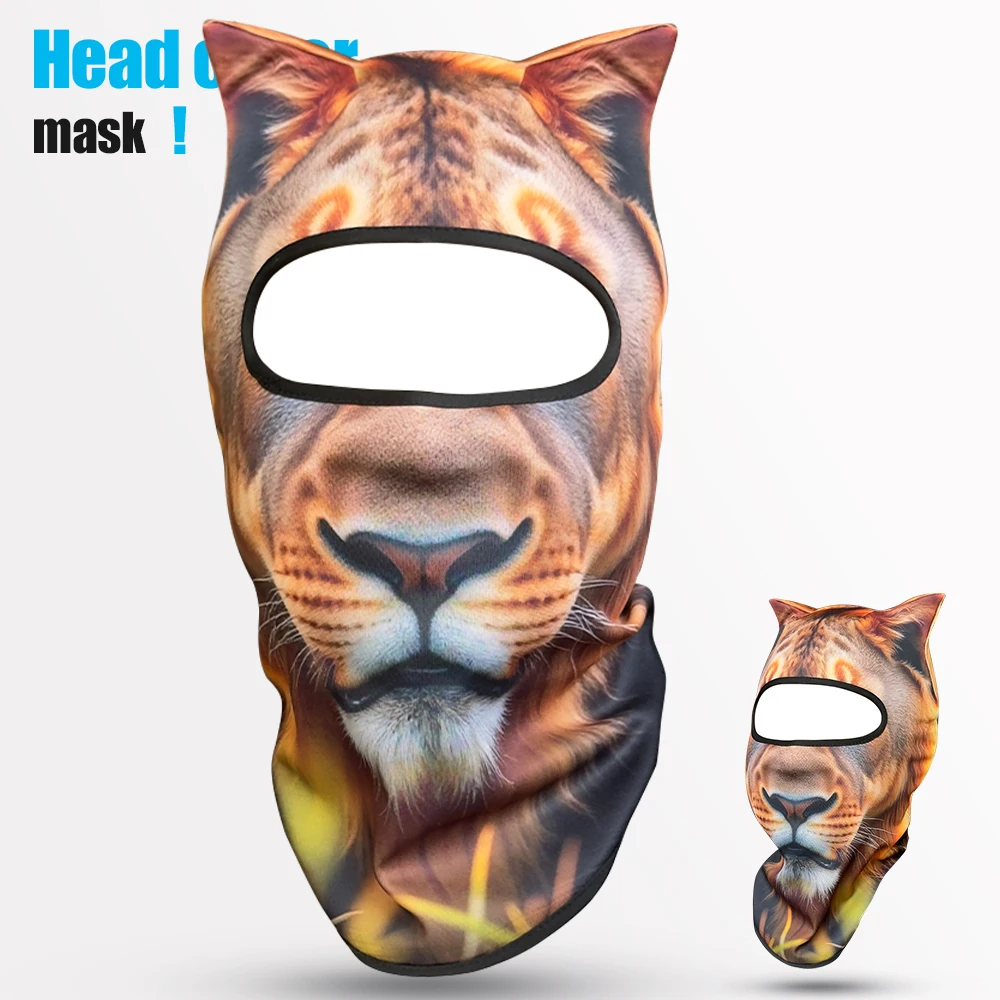 3D Animal Cat Design Summer Full Face Neck Protector Sun Shield Breathable Quick Dry Polyester Helmet Liner for Outdoor Cycling