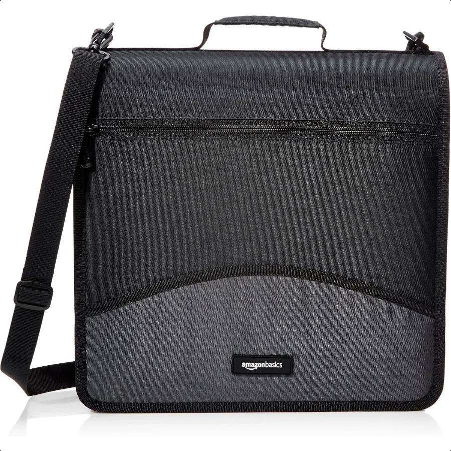 지퍼가 달린 튼튼한 3링 바인더 문서를 정리하여 보관할 수 있는 견고한 수납 공간 3인치 블랙