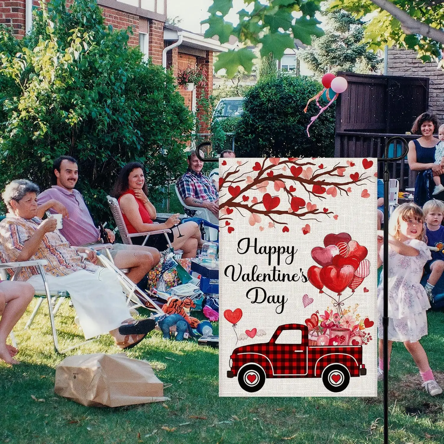 عيد الحب سعيد حديقة العلم 12x18 بوصة الحب مزدوجة الوجهين الخيش الصغيرة للأعلام الخارجية فناء الشرفة راية الأربعاء JHH