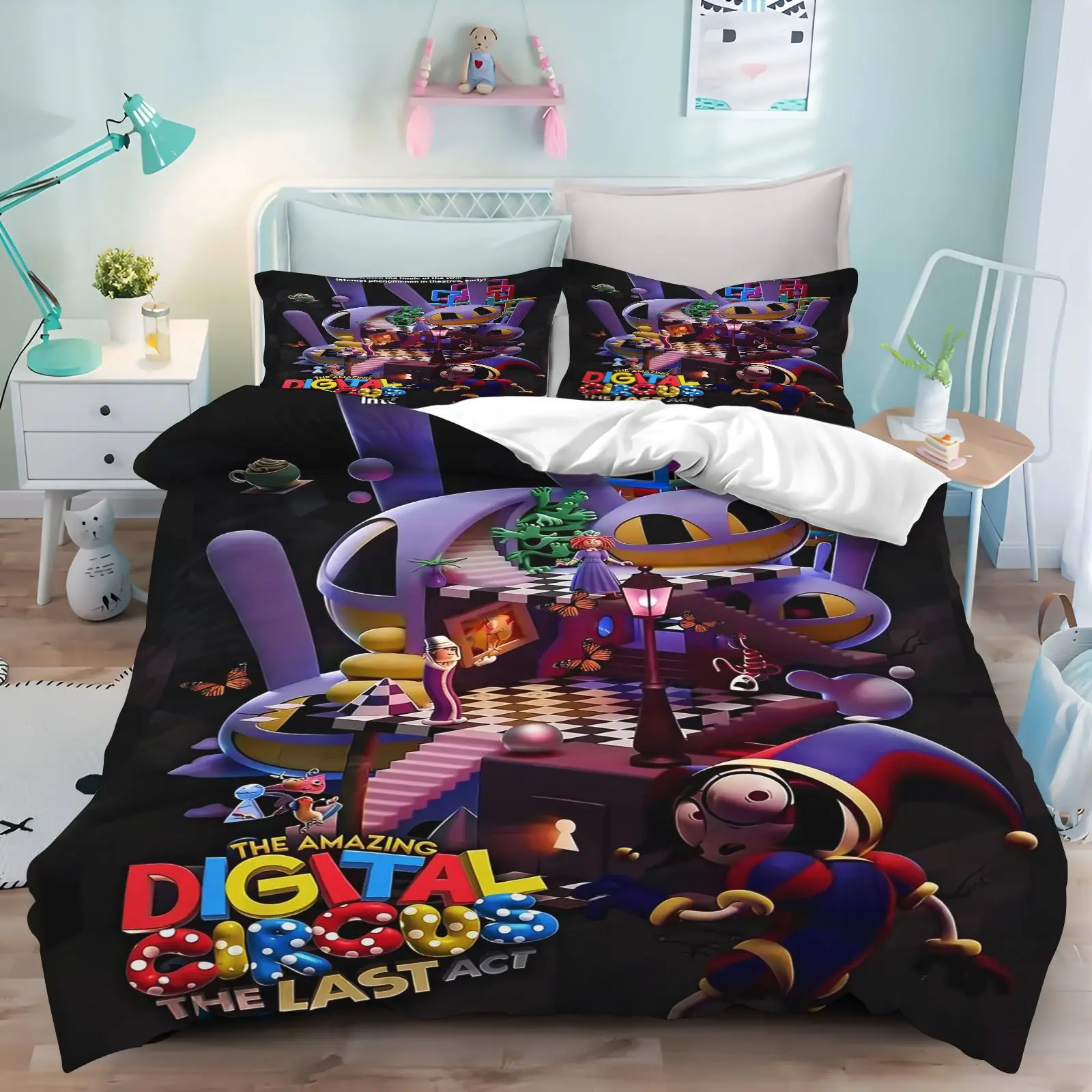 The Amazing Digital Circus Bedding Set 3D Print Duvet Cover Pillowcase Bedroom Home Textile Bed Linens Boys Girls Fans Gift