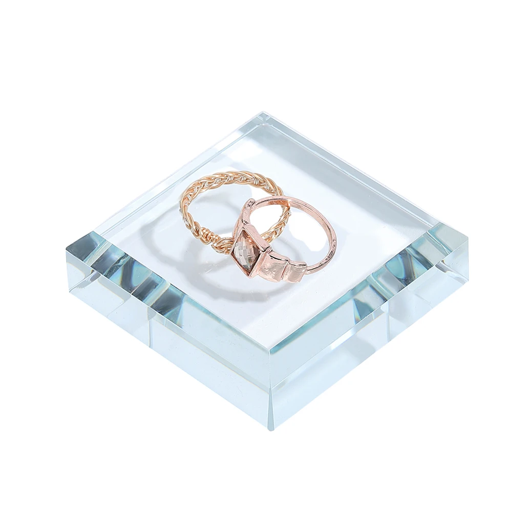 2.3*2.3*0.7 Inch Clear Display Base Square K5 Glass Display Stand High-Transparency Glass Block Pedestal for Collectible Ball