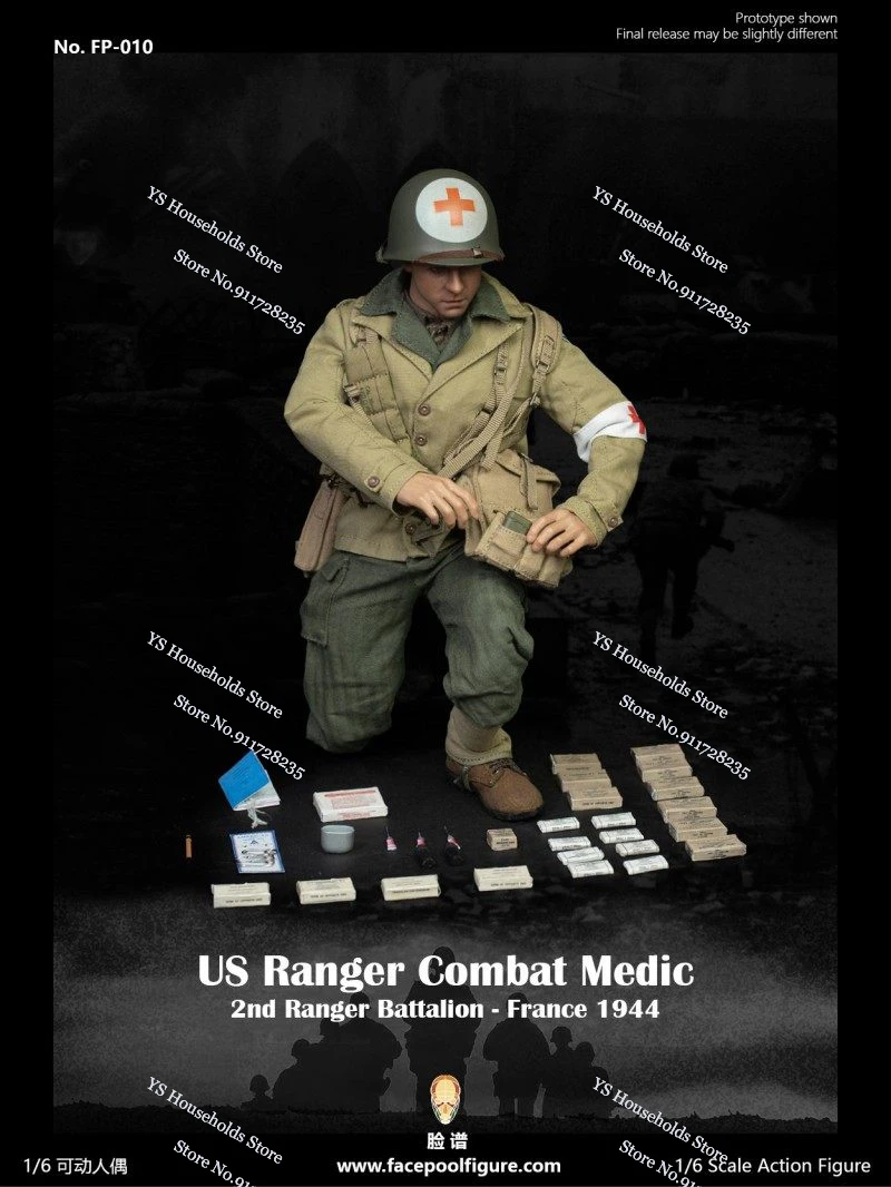 

Фигурка Facepoolfigure 1/6: Американский солдат-медик десантного отряда времен Второй мировой войны, 2-й десантный батальон, Франция, 1944, Мемориал FP010, 12-дюймовая экшн-фигурка