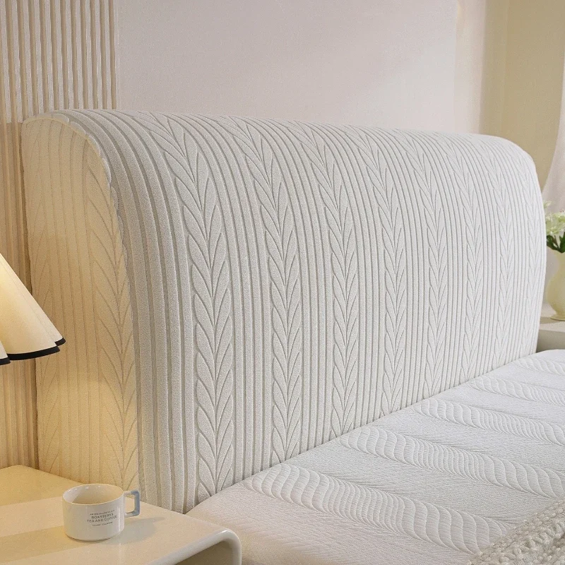Max Length 2.6m Stretch Backrest Cover Elastic Edge Protector Cloth Fits Thick Bed Head Washable Wheat Ear Jacquard Dust Shield