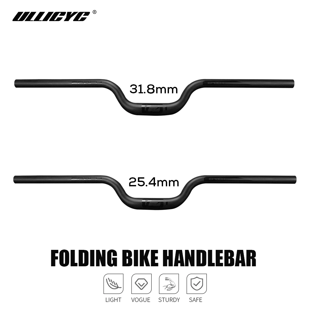 ULLICYC Ultra Light Folding Bicycle handlebar BMX Handlebar Kids' Handlebar Heightening 25.4mm/31.8mm 3K Carbon Matte