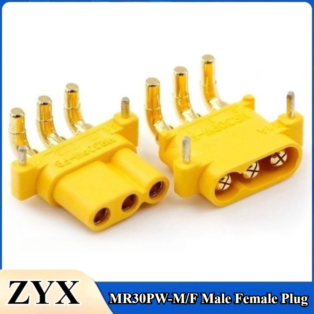 

MR30PW-M/F Male Female Plug PCB Horizontal 3 Pin Electrical Adjustment Special 3 holes Bent Feet Gold Plated Plug for RC Parts