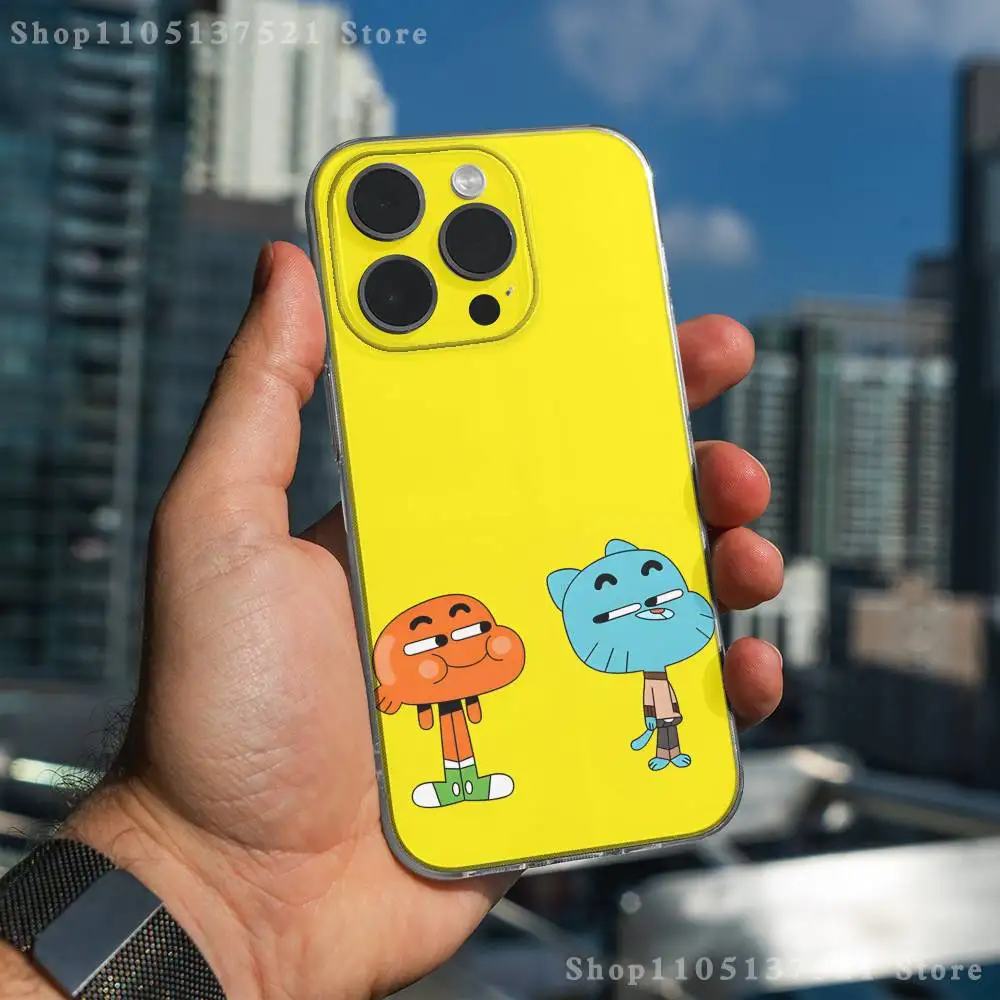 Funda de teléfono G-Gumball y D-Darwin para iPhone 17,16,15,14,13,12,11 Pro,Max,Plus,X,XS,XR,SE4,E Mini funda suave transparente