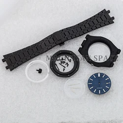 41mm NH35 Case Black Mens Watch Case Stainless Steel Bracelet For Modified Oak NH35 NH36 Automatic Movement 31.8mm Dial Assemble