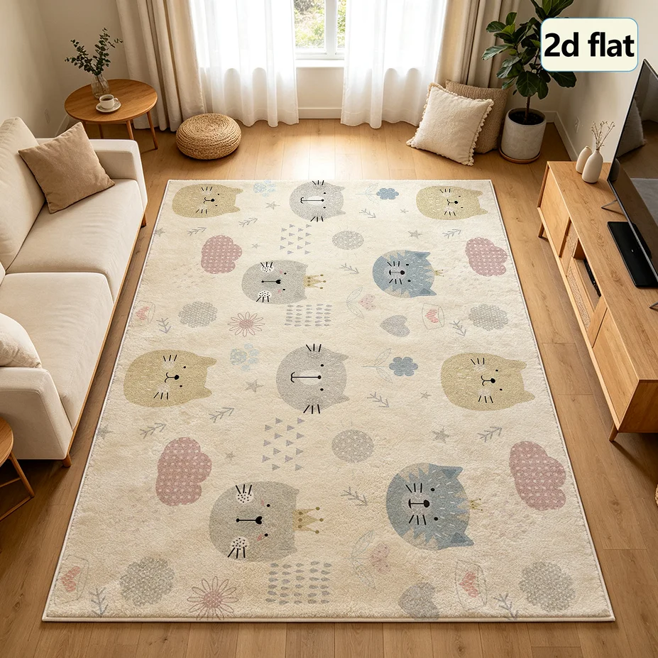 1-Piece Cartoon Kitten Rug, Soft and Comfortable, Easy to Maintain, Machine Washable, Indoor Floor Mat, Suitable for under Dining Tables, Farmhouses, Living Rooms, Bedrooms, Dining Areas, Entry Halls, Home Offices, Small Spaces, and Home Decor.