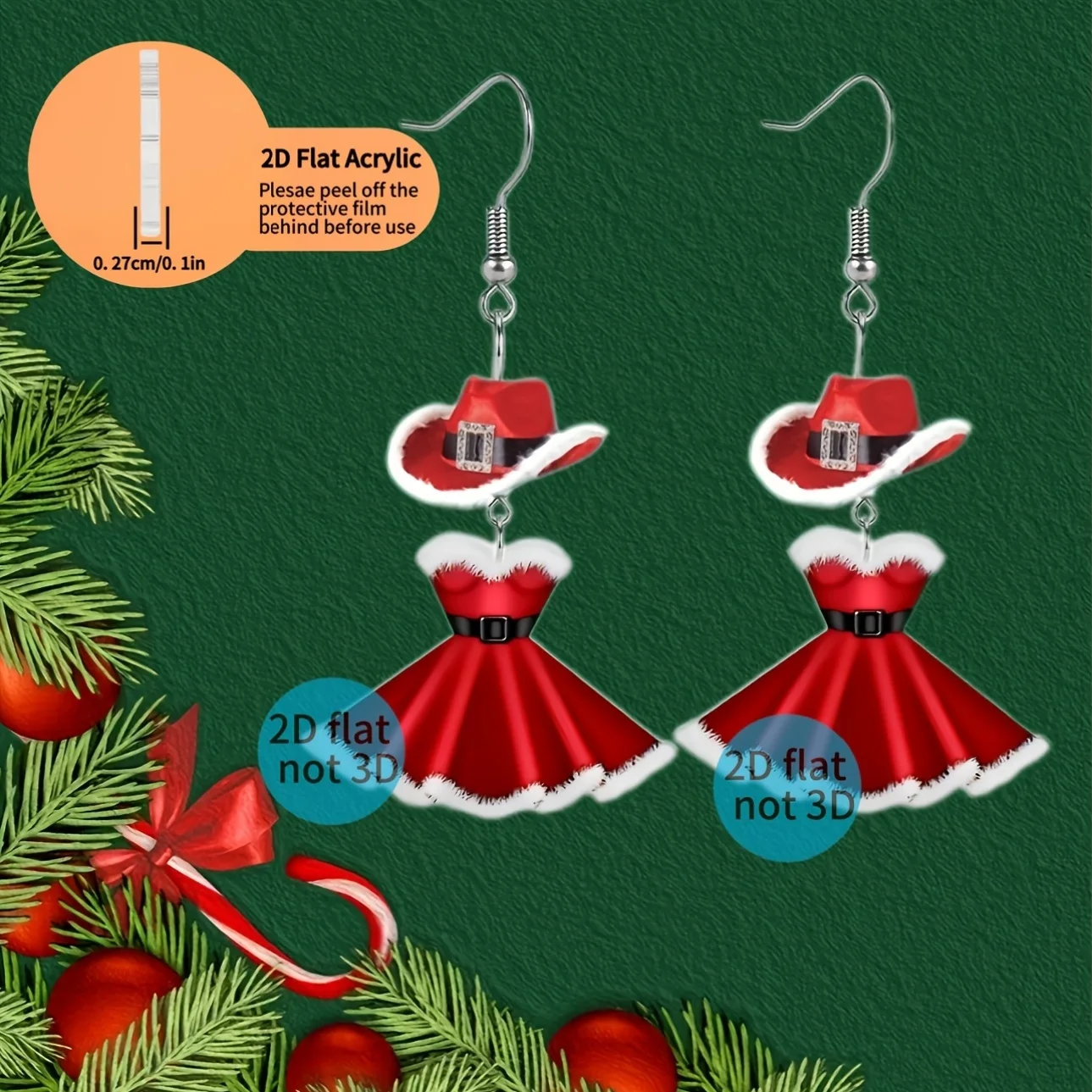 1 çift 2D akrilik Noel temalı - Eve Jewelry & Watches Distribuidor Oficial Rolex incelemesi ve fiyatı
