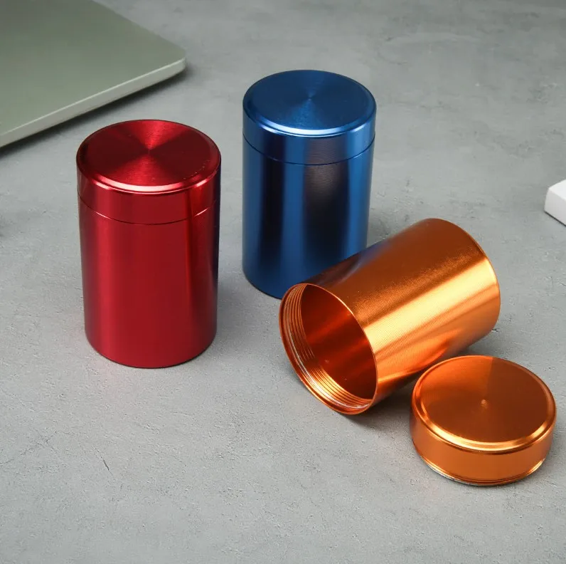 

100 шт. однотонный герметичный контейнер с защитой от запаха, алюминиевый сплав, тайник для трав, металлическая герметичная банка, коробки для хранения чайной банки ni721