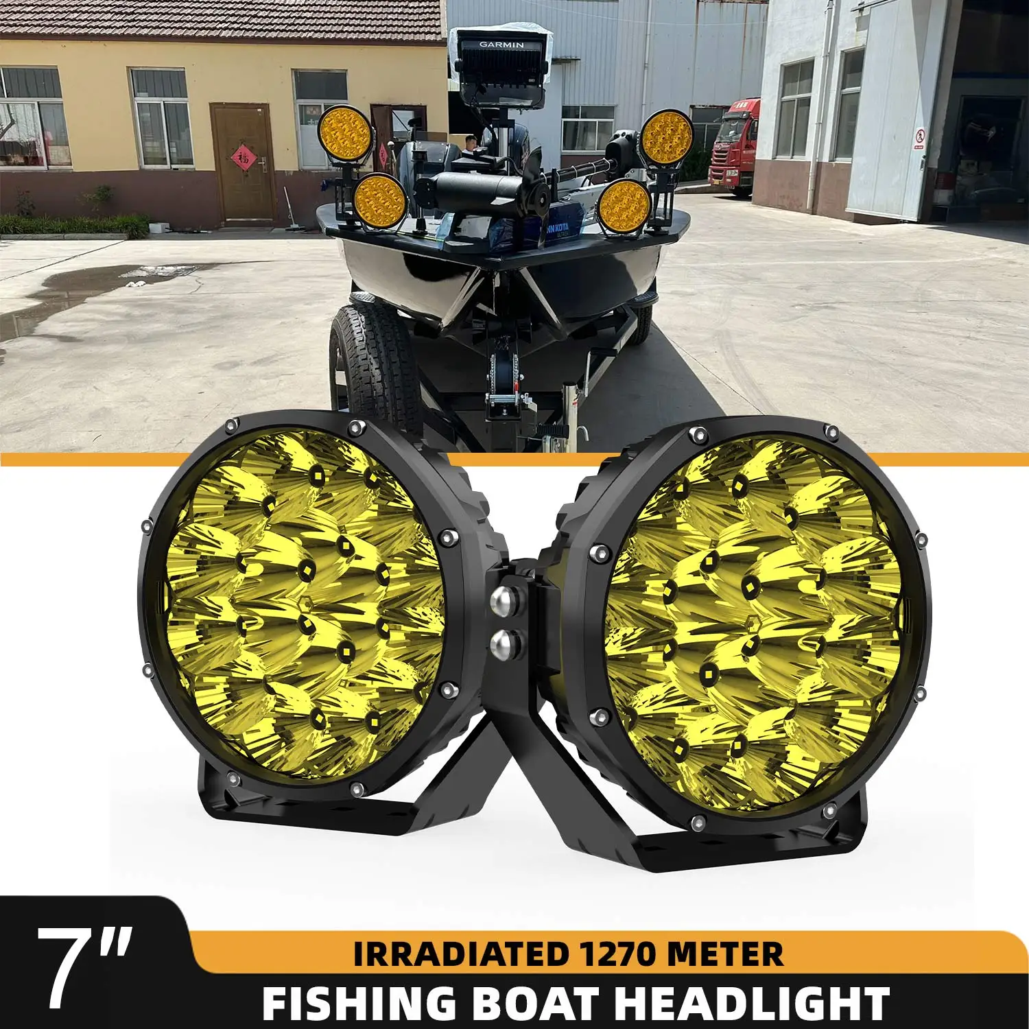 

7 Inch Round Marine Led Searchlight Round LED Offroad Work Light Bar Focusing Spot Flood Combo Beam Ditch Light for Boat Yacht