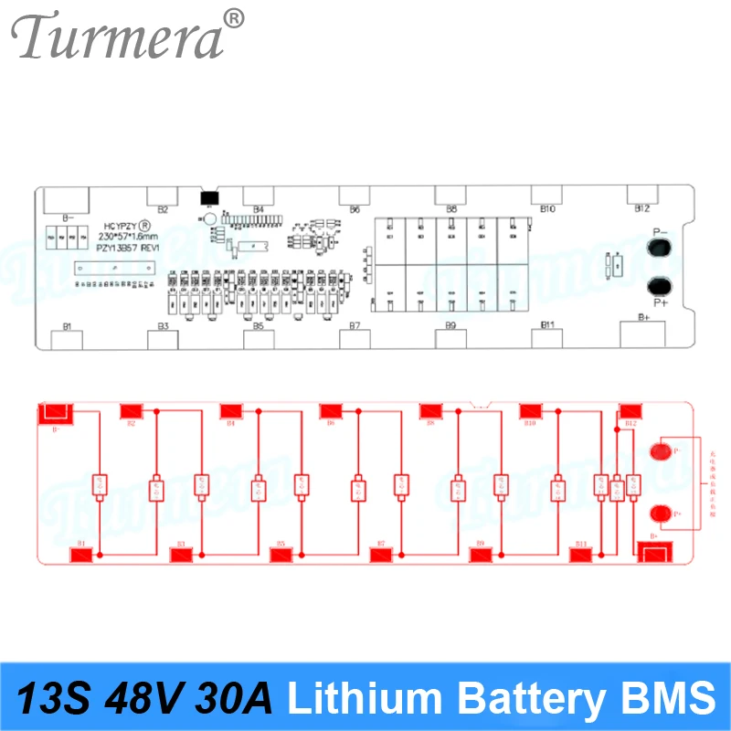 Turmera 13S 20A 30A BMS 48V 52V płyta zabezpieczająca baterię litową zgrzewanie punktowe bezpośrednio korzystać z w rowerze elektrycznym lub