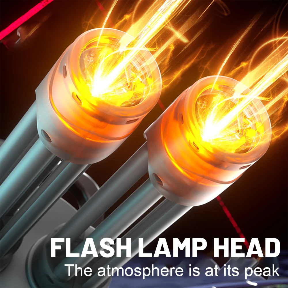 전동 물총 장난감 LED 회전 배럴 개틀링 듀얼 튜브 자동 물 분사 권총 블래스터 대포 여름 수영장 장난감 (어린이용)