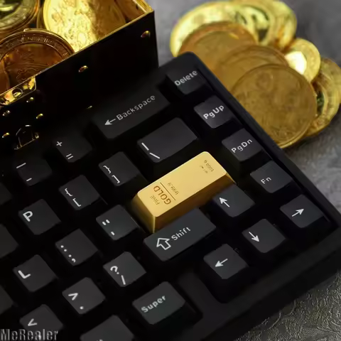 Custom Keycaps Gold Bar Theme Profile Mechanical Portable Zinc Alloy Keycaps Tablet Laptop Game Keyboard Keycap Gift Accessories