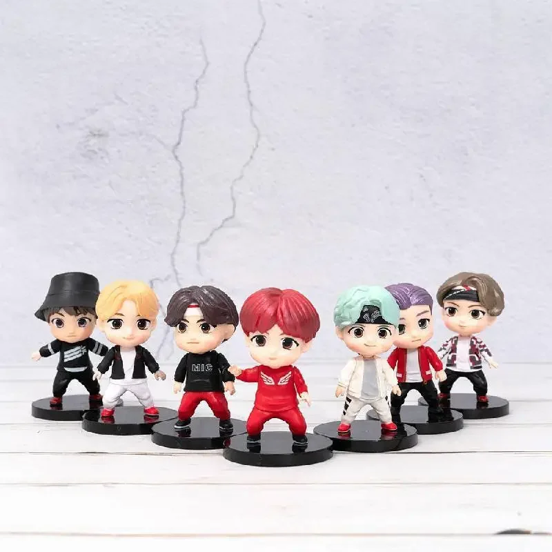 7pcs/set Bangtan Boys Groups Rm Jin Suga Jhope Jimin V Jungkook Doll Model Toy Action Figure Star Idol Cute Army Gift For Kids