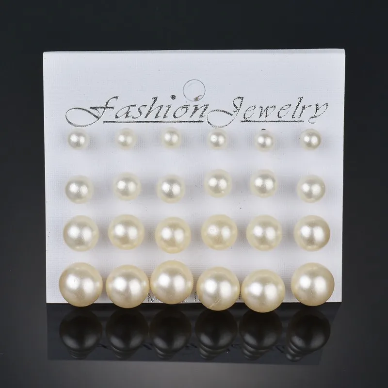 12Pairs White Simulated Pearl Earrings Set For Women Girls Ear Studs Fashion Elegant Stud Earring Wedding Bride Jewelry Gifts image 4