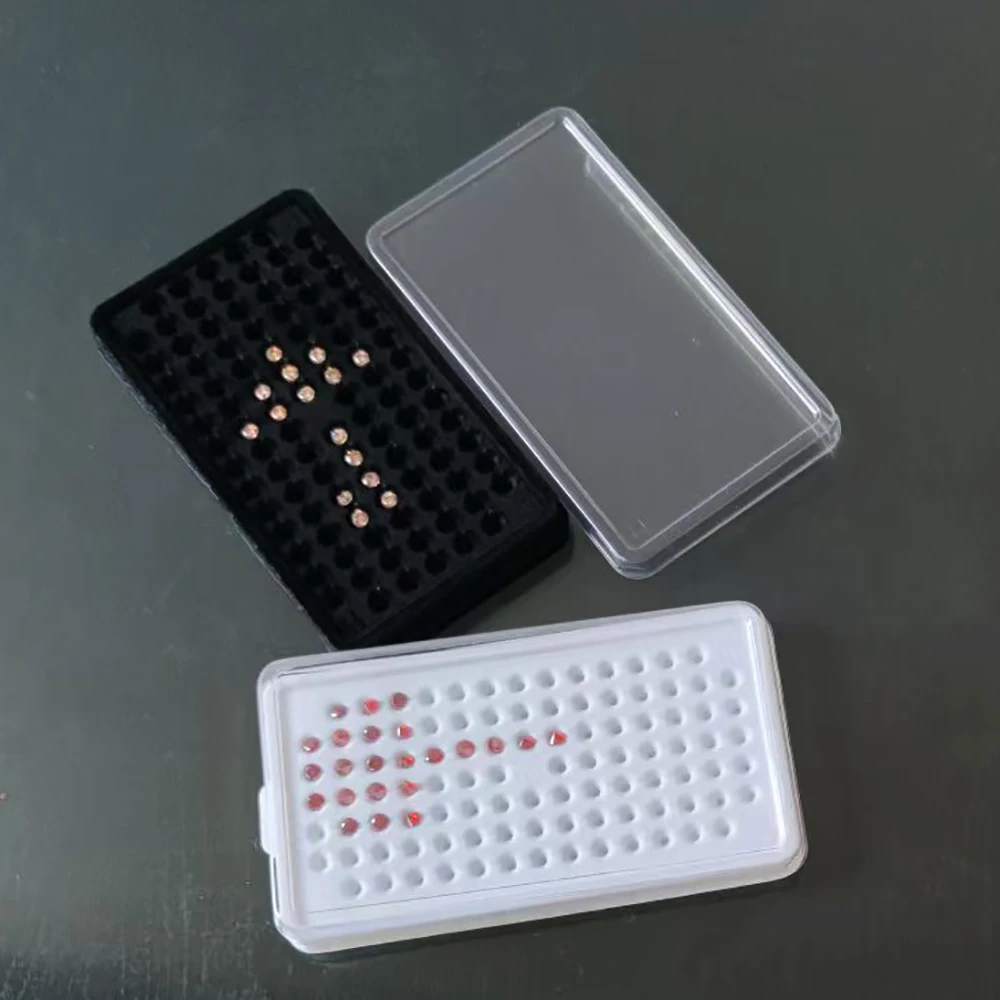 3-6mm Gemstone Jewelry Display Case Simple Style 100 Grid Diamond Storage Box Bare Stone Packaging Holder Tray White Black 10Pcs