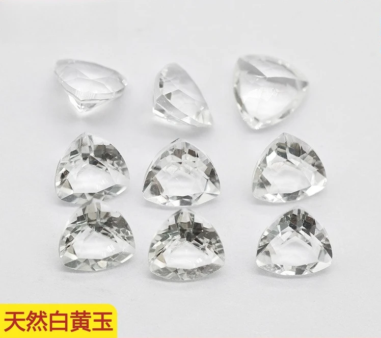 

Natural Topaz Ring Face White Topaz Round Bare Stone Necklace Ring Inlaid Jewelry White Topaz with Stone