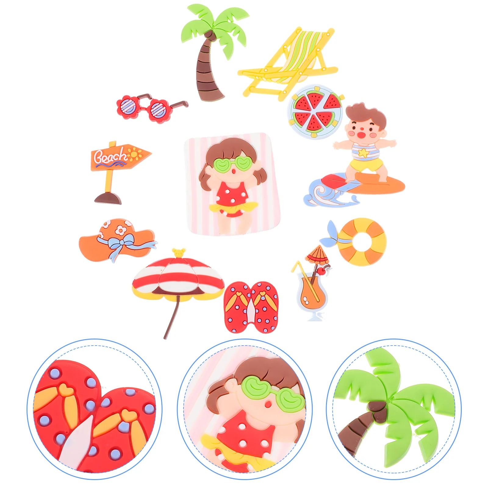 

1 Set Birthday Cake Topper Decorations Beach Theme Coconuts Swim Rings Sunglasses Cupcake Picks Baking Accessories Ocean Party
