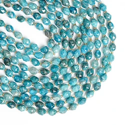 6/8MM Natural Stone Blue Apatite Loose Spacer Beads For Making Jewelry Bracelet Necklace Accessorie Beads Charms