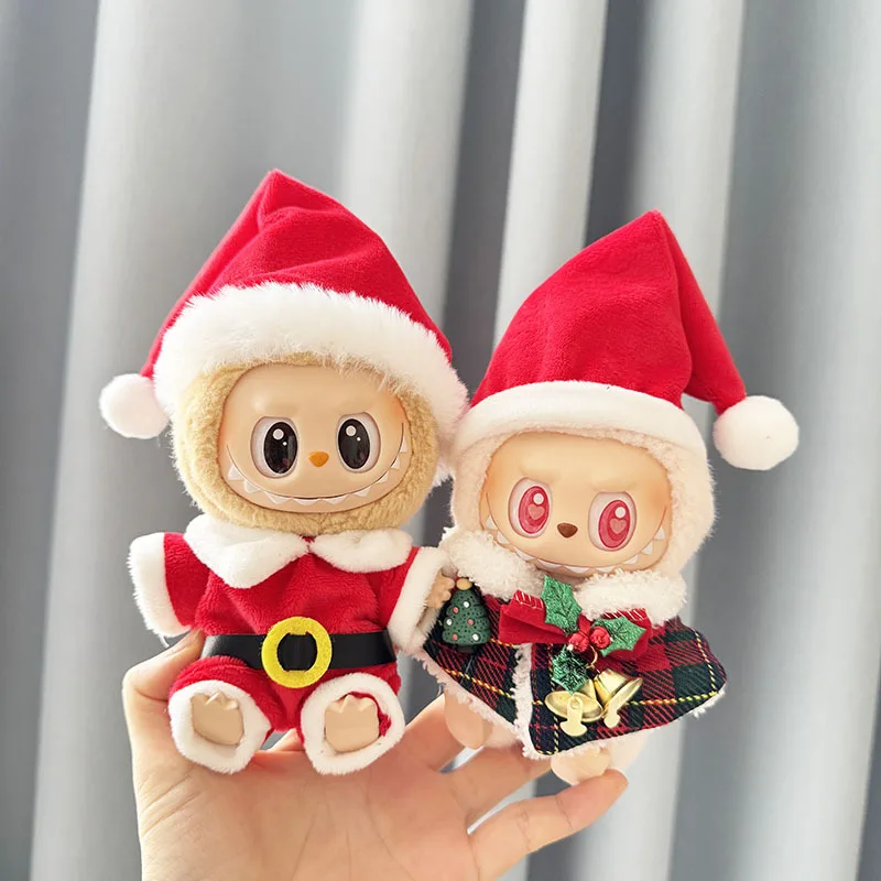 

15cm/17cm Mini Plush Doll'S Clothes Snowman Deer Cape Labubu I II Idol Dolls Outfit Cute Christmas Sitting Party Clothing